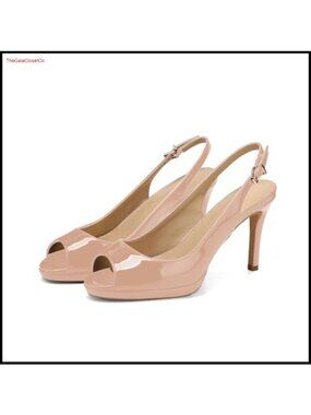 Patent Leather Slingback Peep Toe Platform Stiletto Heel Sandals